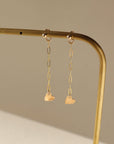 14k gold fill chain stud earring backs with a heart charm photographed on a bronze post