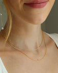 Two Layered simple chains with a pearl backdrop. Wedding Jewelry. Classic and Modern. Sterling Silver or 14k Gold Fill. Token Jewelry, handmade, hypoallergenic and waterproof.