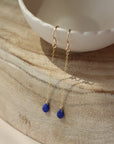Lapis Gemstone Drops - Token Jewelry hypoallergenic, safe for sensitive ears, 14k gold fill, gold hoops, women's fashion, accessory, jewelry, handmade jewelry, Wisconsin, eau Claire 