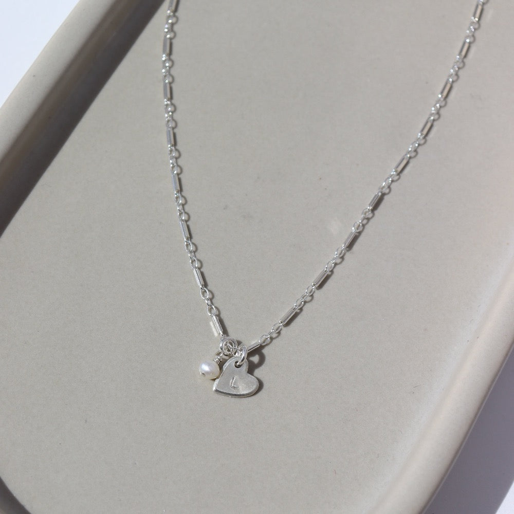 Children&#39;s Lennon Heart Necklace with Bar + Link Chain