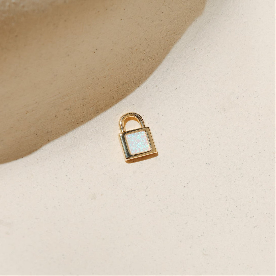 Opal Padlock Charm