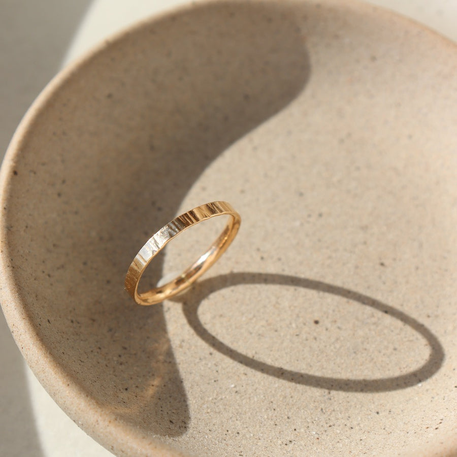 ribbon texture hand hammered stacking band - 14k gold fill - sterling silver - locally handmade in our studio in Eau Claire, WI - Token Jewelry