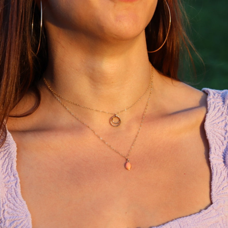 Mira pendant and eclipse necklace  Sterling Silver or 14k Gold Fill. Token Jewelry, handmade, hypoallergenic and waterproof.