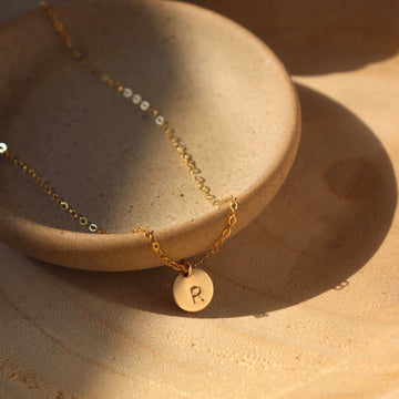 Initial Disc Necklace 3/8"
