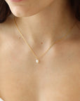 Featuring a delicate pearl and classic gold chain. Wedding Jewelry. Classic and Modern. Sterling Silver or 14k Gold Fill. Token Jewelry, handmade, hypoallergenic and waterproof.