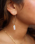 Model wearing 14k gold fill Juno earrings