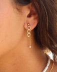 Model Wearing 14k gold fill Alex Pearl Studs