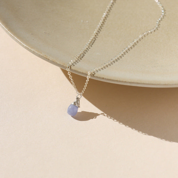 Lavender Drop Necklace I Delicate Chain Necklace with Teardrop