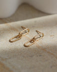 timeless studs, forever linked, solid gold linked studs, solid gold timeless jewelry, solid gold earrings, 14k solid gold, token jewelry, handmade jewelry, made in the usa