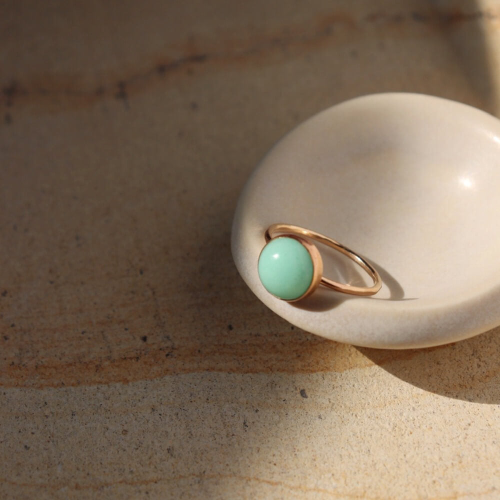  lucky ring, Chrysoprase gemstone, gemstone ring, sea foam green gemstone ring, handmade ring, token jewelry, women's fashion