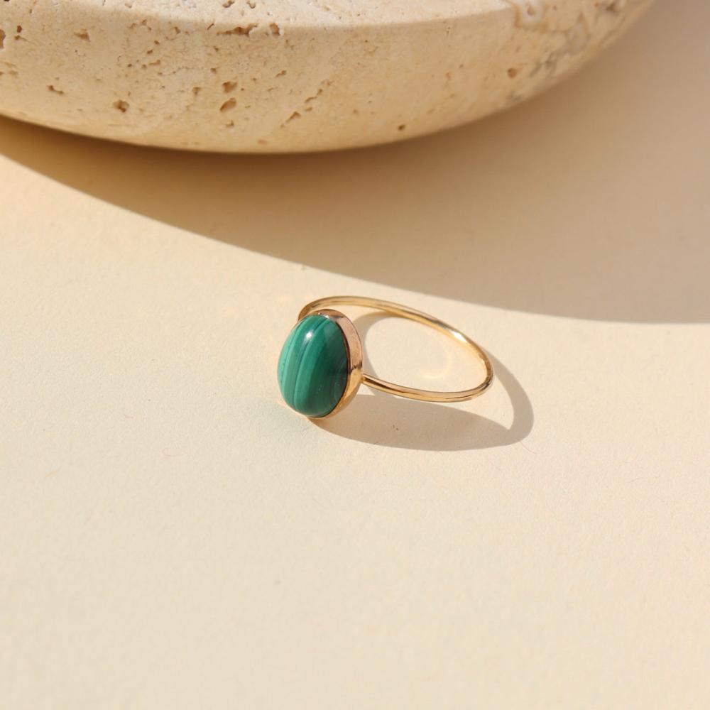 Malachite ring inn 14k gold fill 