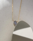 14k gold fill Marquise Necklace. This necklace features a  single marquise labradorite stone hangs from a delicate chain.