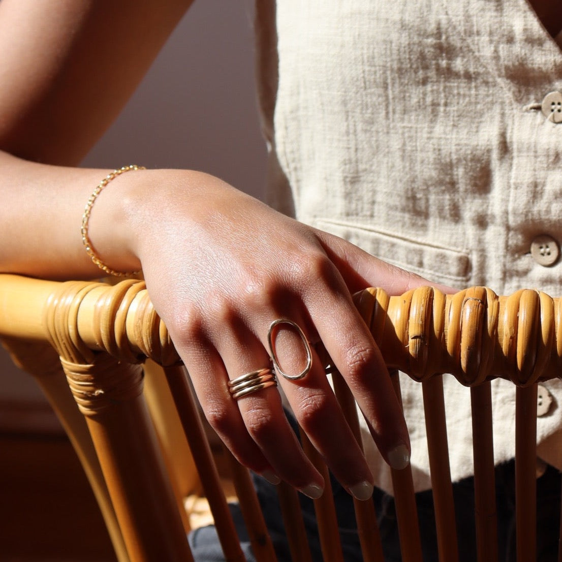 Olivia Ring - Token Jewelry - Oblong oval shape ring - 14k gold fill or sterling silver - locally handmade in our Eau Claire, WI studio