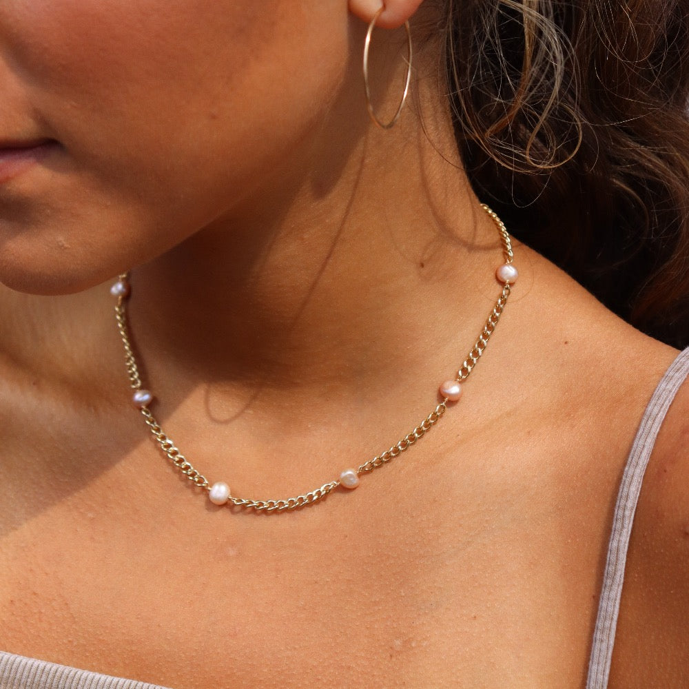 Rose gold pearl choker discount