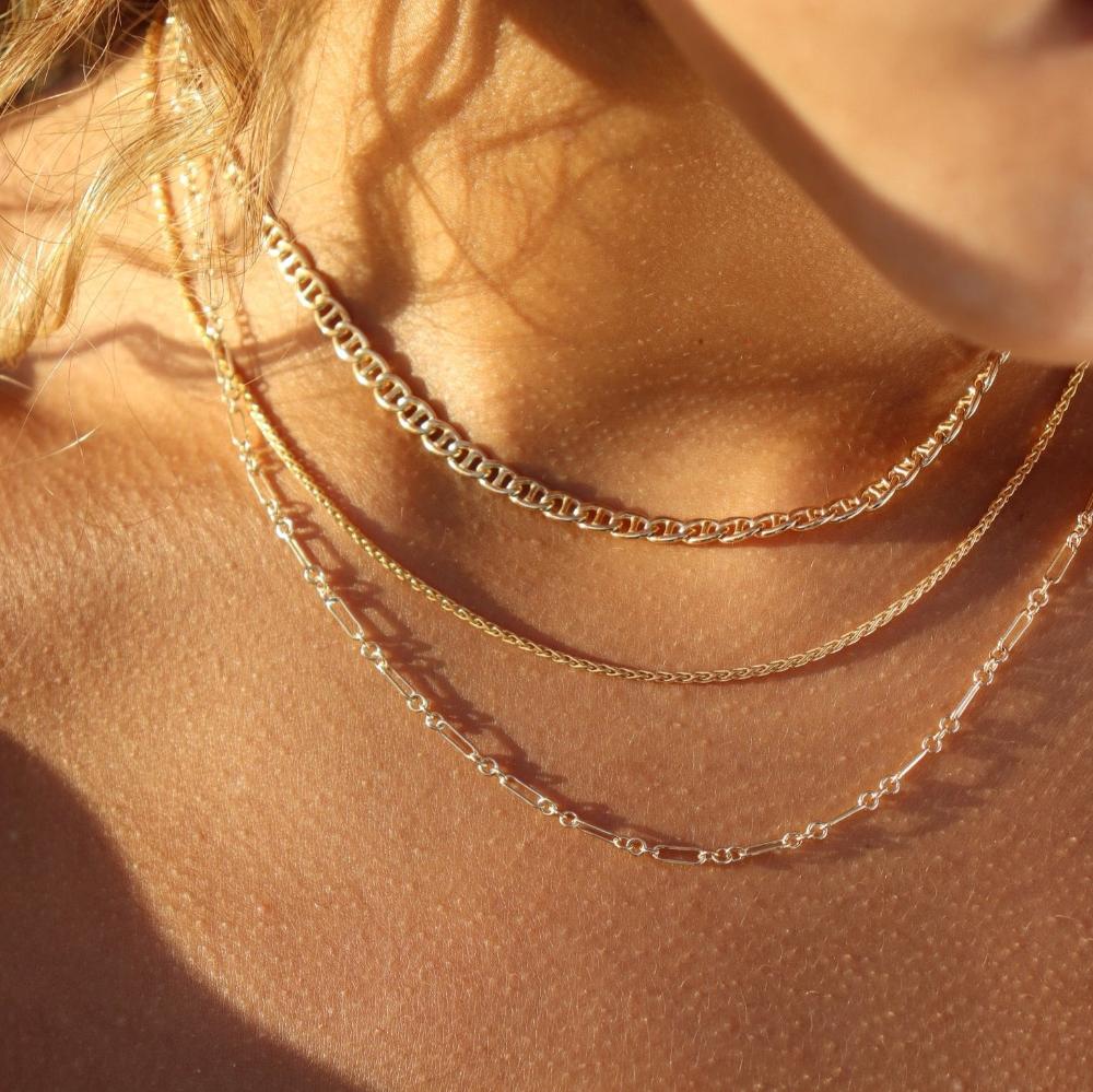 Model wearing 14k gold fill callie chain