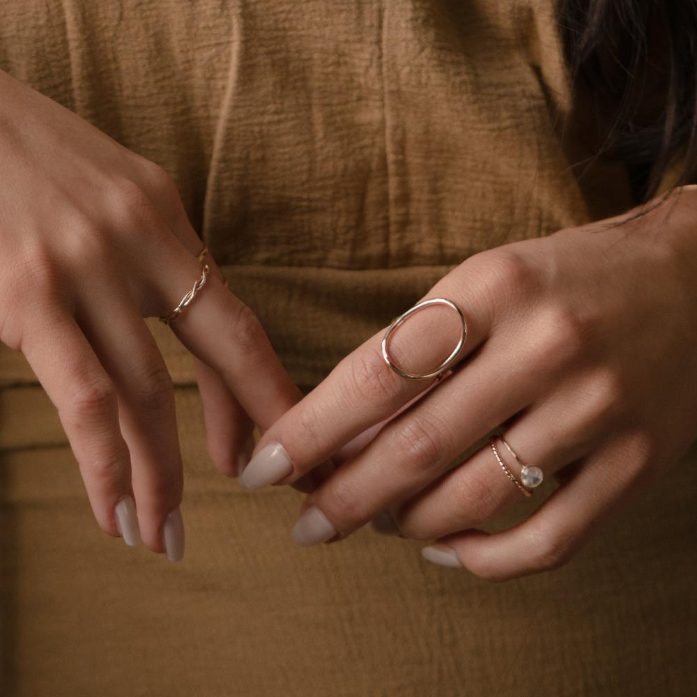 Olivia Ring - Token Jewelry - Oblong oval shape ring - 14k gold fill or sterling silver - locally handmade in our Eau Claire, WI studio