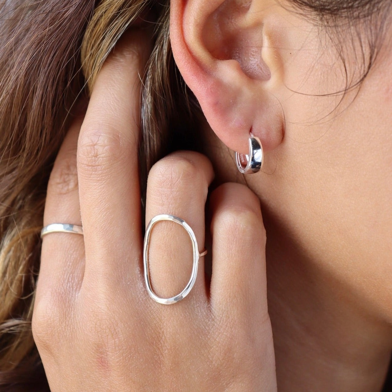 Model wearing Olivia Ring in Sterling silver