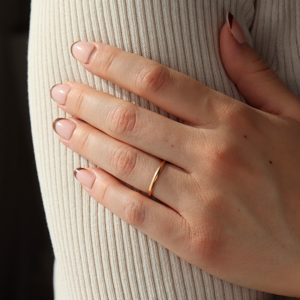 smooth circular ring in 14k gold or sterling silver, handmade by Token Jewelry in Eau Claire, Wisconsin