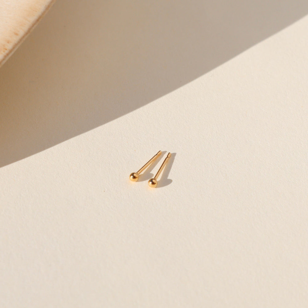Petite Classic Studs — small 14K gold fill or sterling silver ball earrings, lightweight and versatile, perfect for stacking or wearing solo