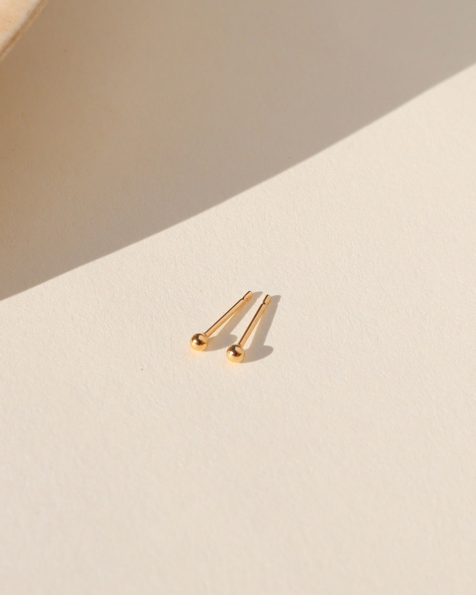 Petite Classic Studs — small 14K gold fill or sterling silver ball earrings, lightweight and versatile, perfect for stacking or wearing solo
