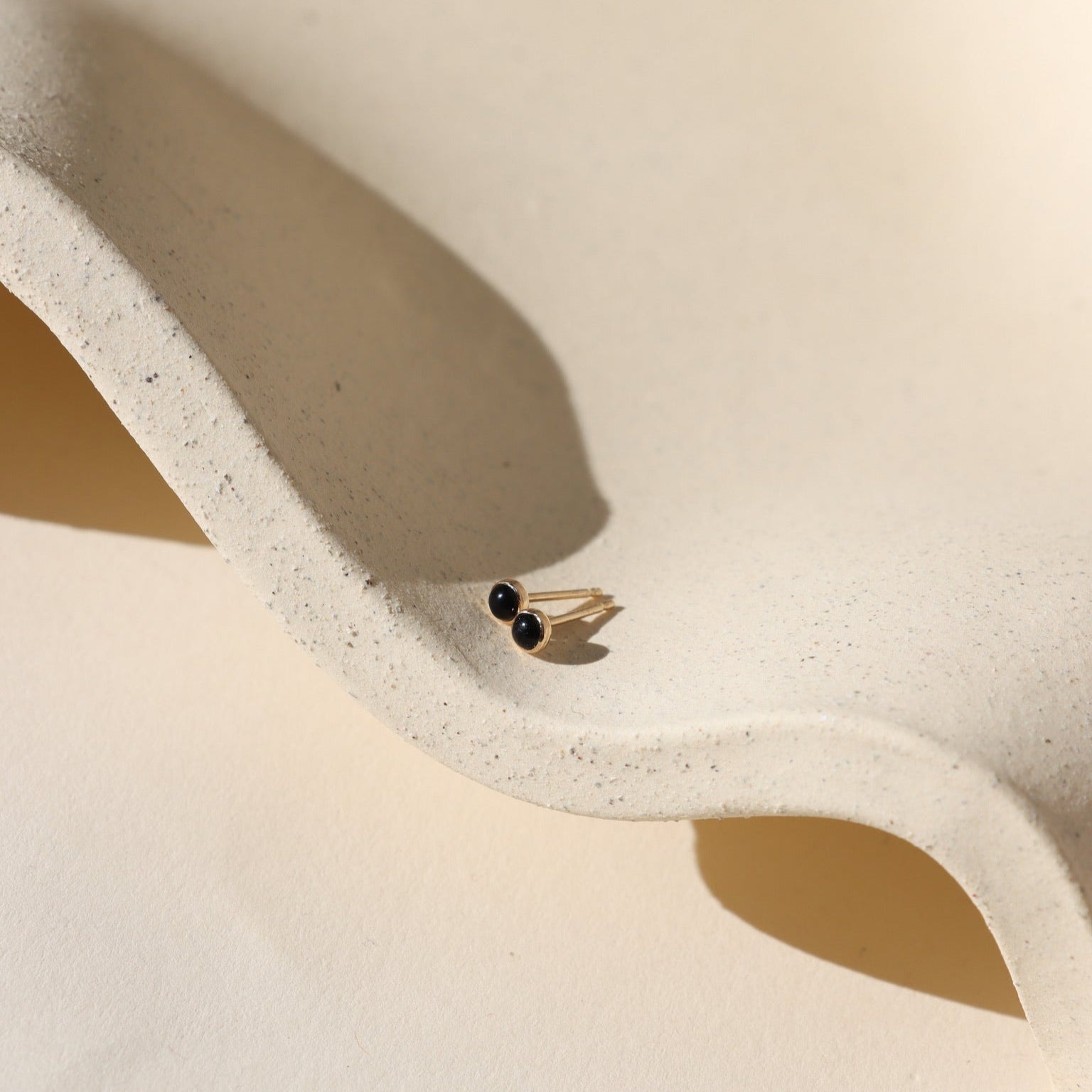 Petite Onyx Studs featuring small matte onyx stones set in gold fill or sterling silver