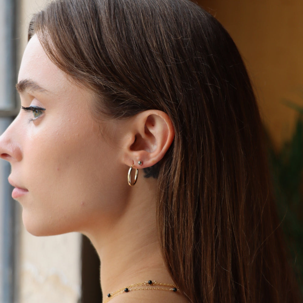 Petite Onyx Studs featuring small matte onyx stones set in gold fill or sterling silver