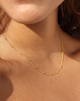 model wearing 14k gold fill chain necklace 