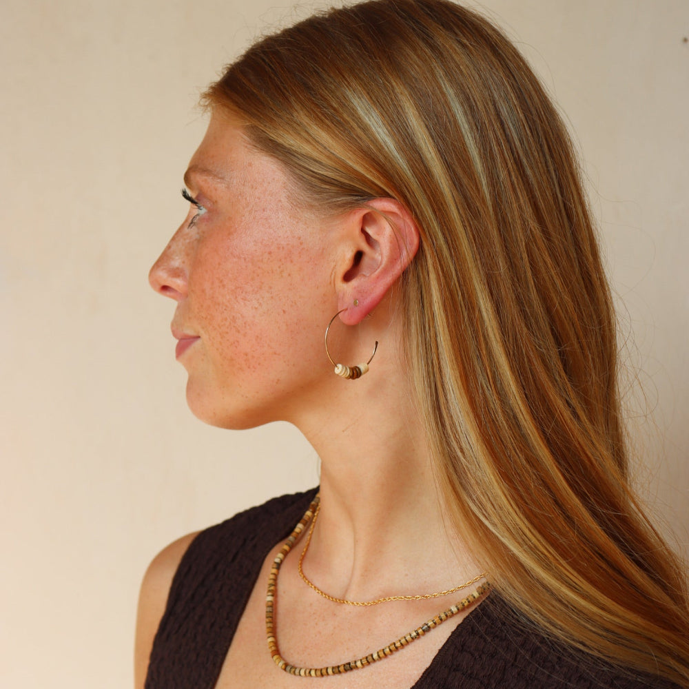 Yellow Jasper Gemstone hoops, available in 14k gold fill or sterling silver 