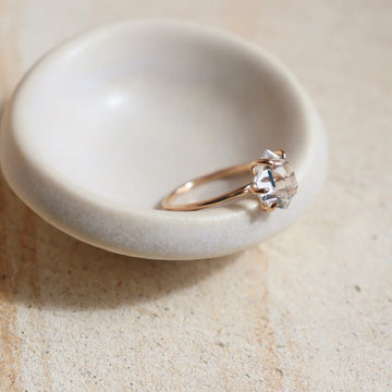 herkimer diamond - solitaire ring - gold fill - locally made in our studio in Eau Claire, WI - Token Jewelry