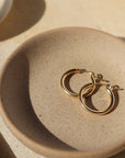 classic hoops, minimal gold hoops, clasp hoops, 14k gold filled hoop earrings, waterproof, earrings, gold earrings, token jewelry , women's fashion