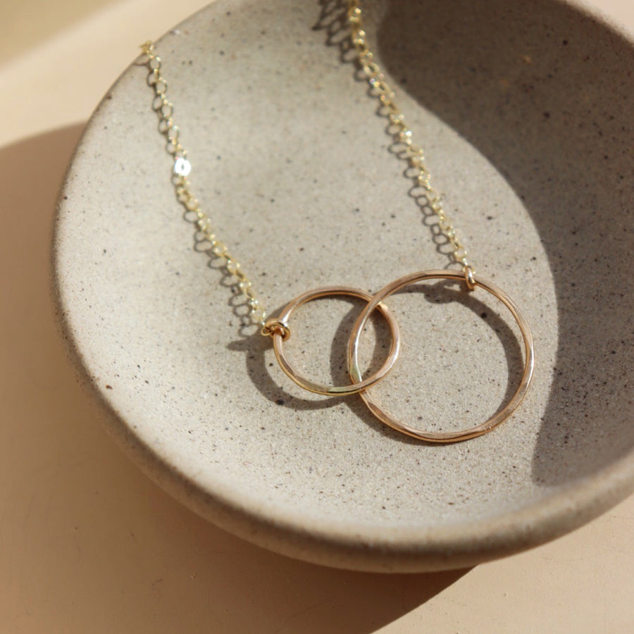 Interlocking Circle Necklace Gold Filled Sterling Silver 