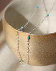 Kai Necklace, chrysocolla stone, 14k gold filled, sterling silver, handmade, eau Claire wi