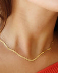 Bold Herringbone chain in 14k gold fill with lobster clasp, Luxe Chain - Token jewelry in Eau Claire, WI