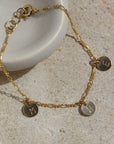 Amelie Monogram Bracelet, Amelie chain with your choice of Monogram disks, made in 14k gold fill, simple chain bracelet, handmade at token jewelry in Eau Claire, WI
