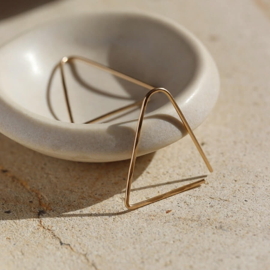 Sunday Earrings - Token Jewelry - 14k gold filled slide earrings - handmade in Eau Claire Wisconsin - minimal design - triangle shape - slide earrings - women's fashion - accessories