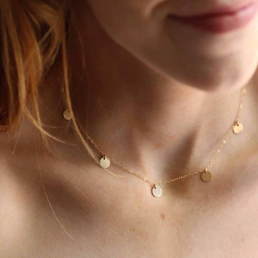 suncatcher necklace - 14k gold fill - minimal classic stacking or layering necklace - locally handmade in our studio in Eau Claire, WI - Token Jewelry