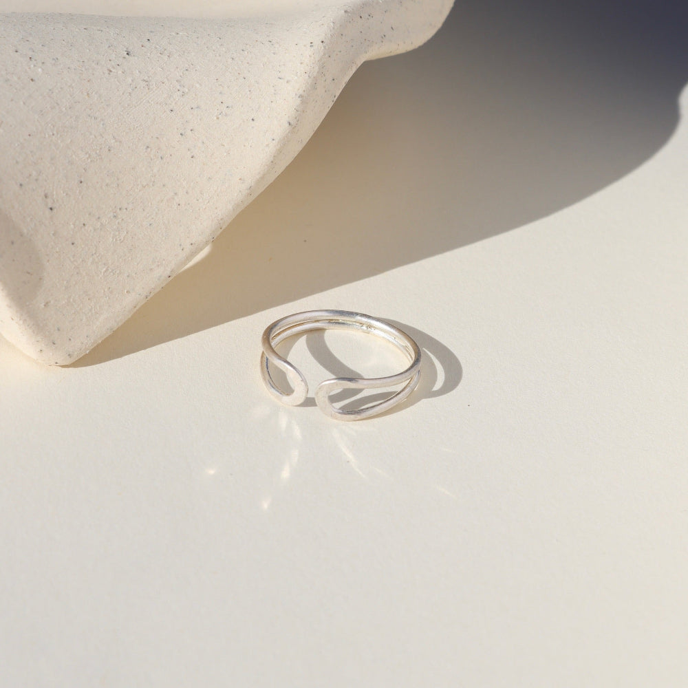 Teardrop Ring — open teardrop-shaped ring available in 14K gold fill or sterling silver, minimal and organic with a softly curved design.