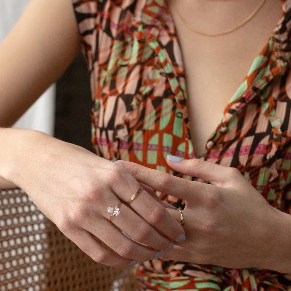 ribbon texture hand hammered stacking band - 14k gold fill - sterling silver - locally handmade in our studio in Eau Claire, WI - Token Jewelry
