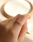 two stacking bands one spiral band all connected to each other in one - trio ring - stacking bands - fidget ring - 14k gold fill or sterling silver - locally handmade in our studio in Eau Claire, WI - Token Jewelry