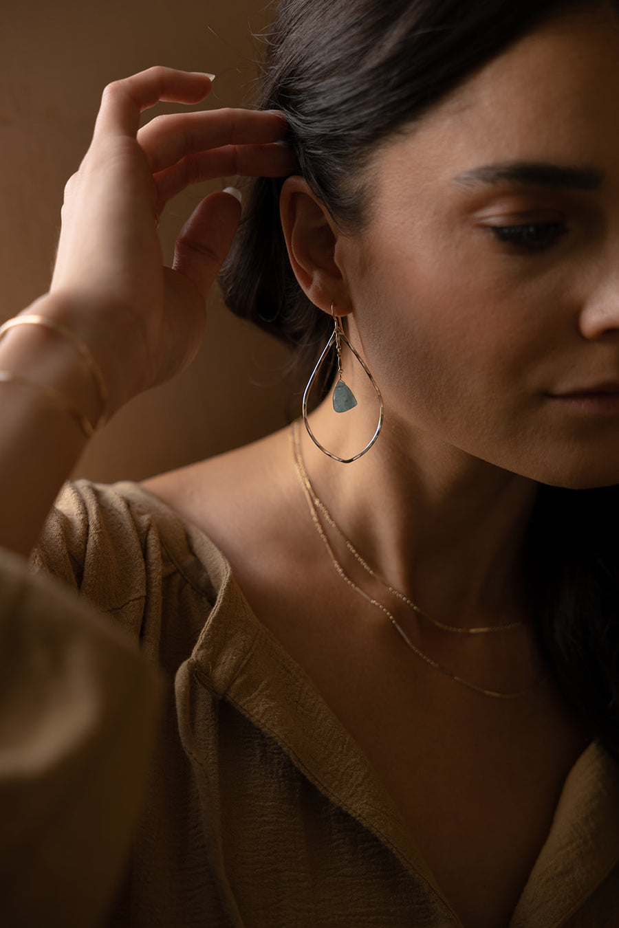 Island Hoops - Token Jewelry - handmade earrings - womens earrings - gemstone hoops - Eau Claire jewelry store - jewelry store near me - 14k gold fill earrings - sterling silver earrings 